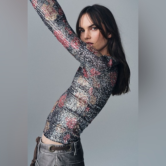 Free People Tops - FREE PEOPLE Intimately Gold Rush Top
Sequins Floral whimsigoth witchy glam NYE
